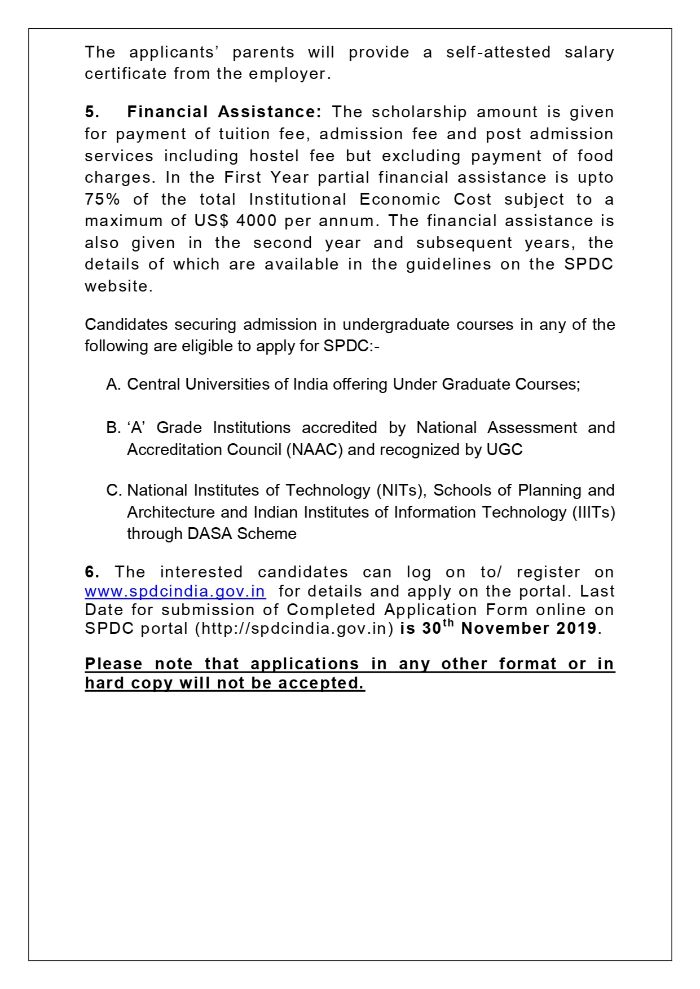 "Scholarship Program for Diaspora Children (SPDC)" for the academic year 2019-2020